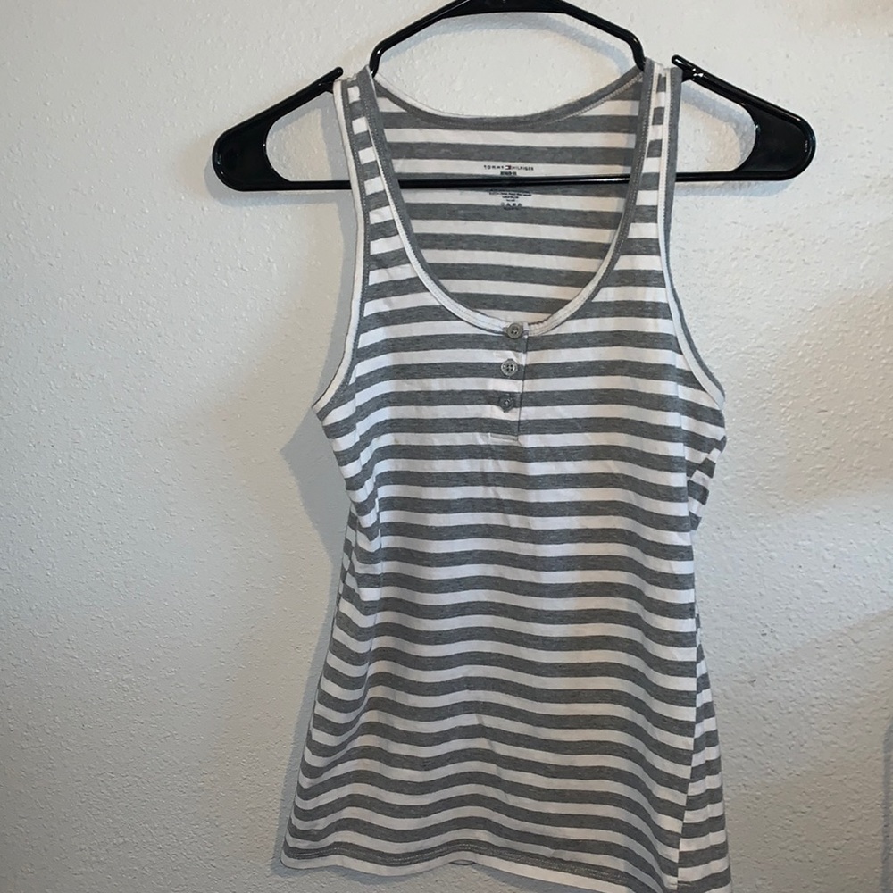 Tommy Hilfiger Tank Top Grey and White Stripes